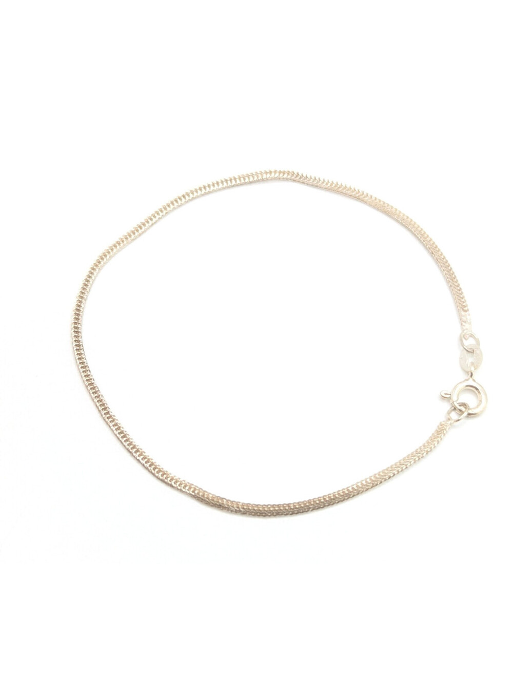 Sterling Silver 925 Italy Chain Bracelet Thin Snake Link Spring Ring 18cm 7"
